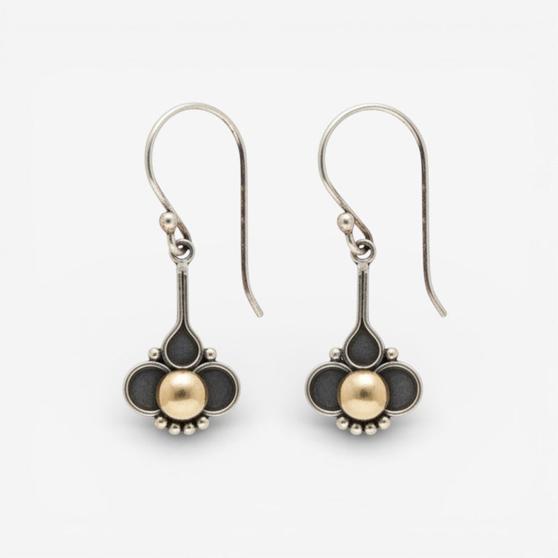 Boucles d'oreilles Boho Trèfle avec Perles en Or