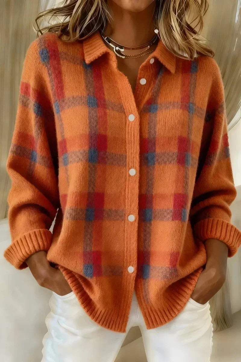 Brigitte | Cardigan à carreaux à boutons
