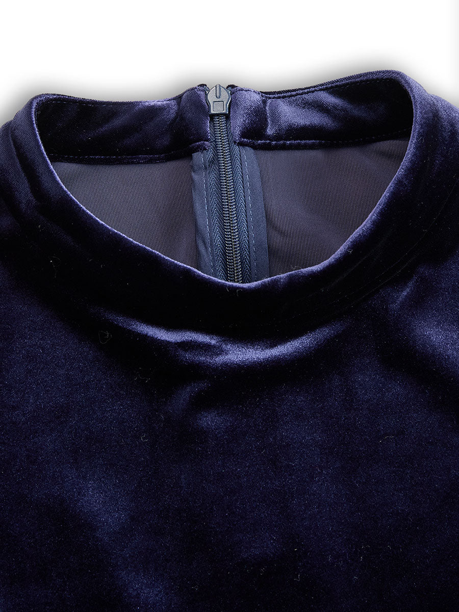 Julie | Robe Midi à Manches Longues Bleu Marine