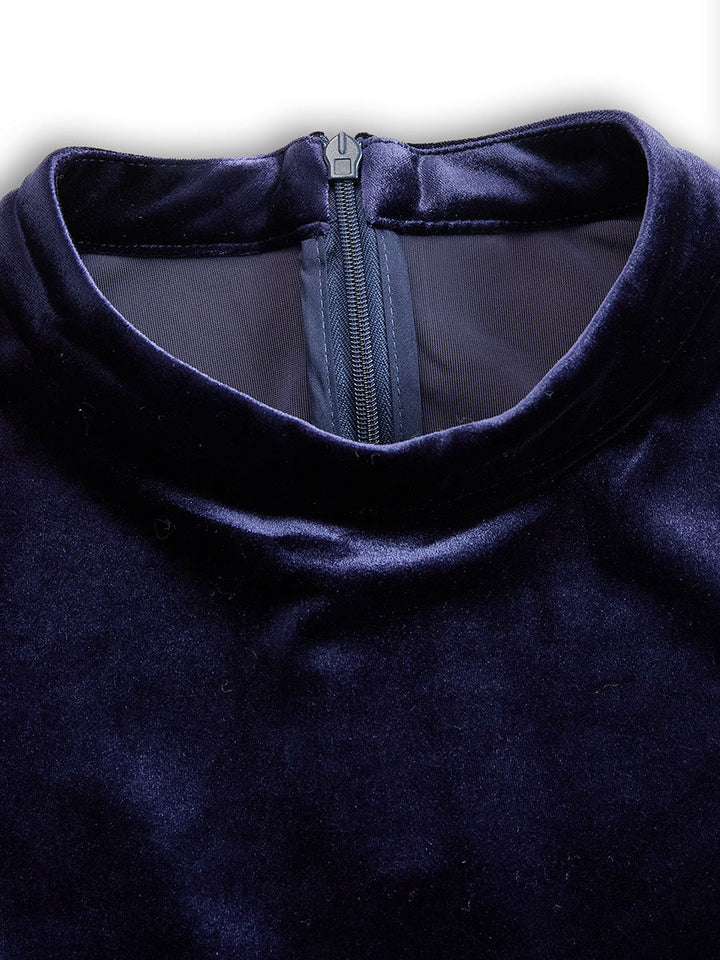 Julie | Robe Midi à Manches Longues Bleu Marine