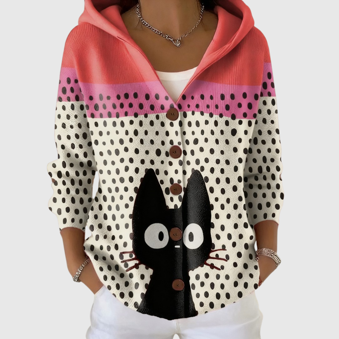 Régine | Cardigan en tricot confortable avec capuche