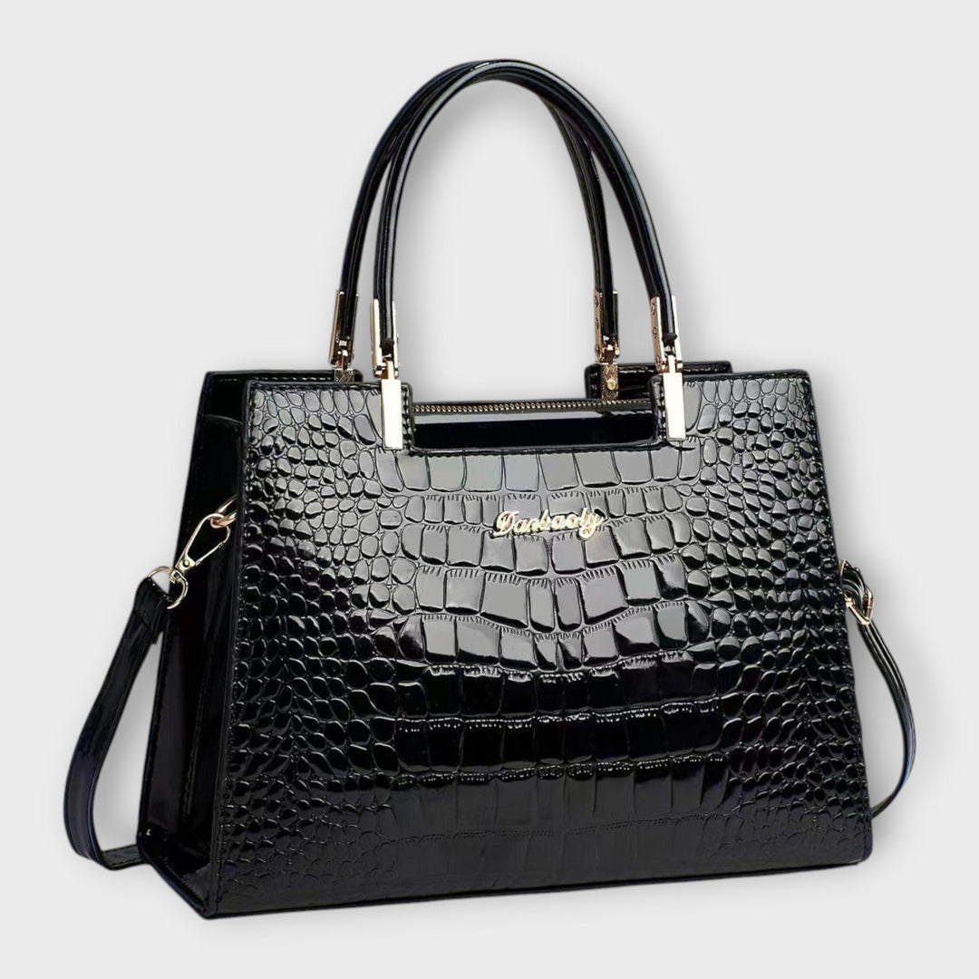 Emilie | Sac à main en cuir crocodile brillant