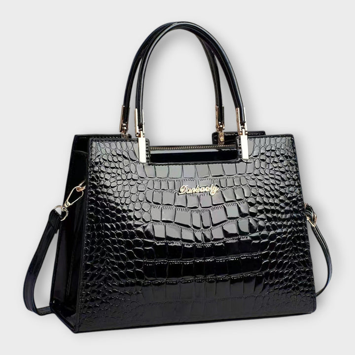 Emilie | Sac à main en cuir crocodile brillant