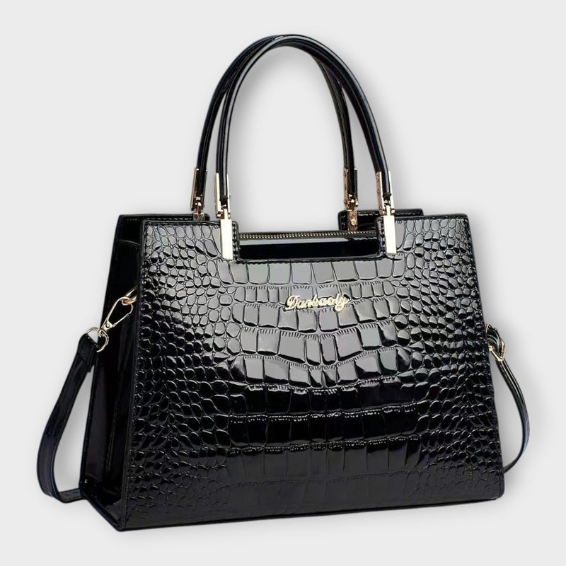 Emilie | Sac à main en cuir crocodile brillant