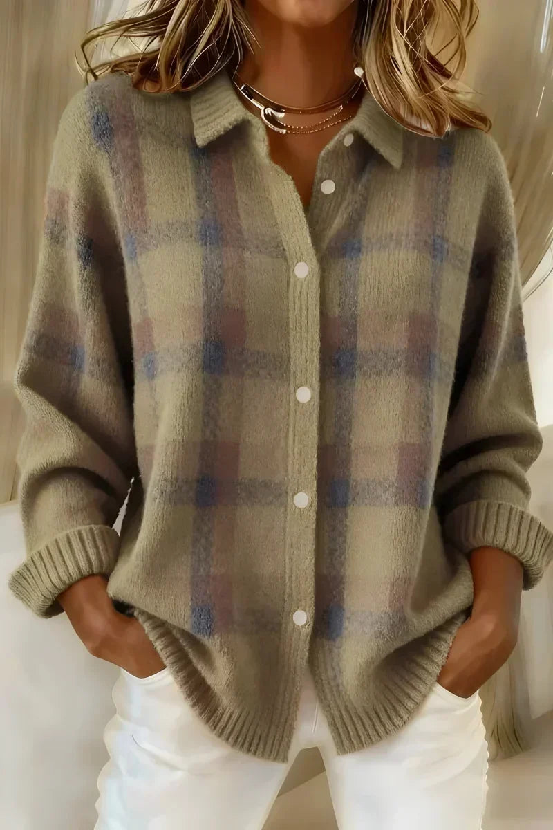 Danielle | Cardigan douillet à carreaux