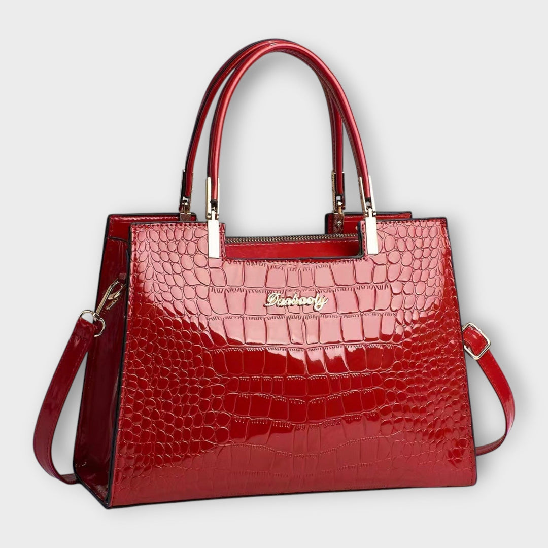 Emilie | Sac à main en cuir crocodile brillant