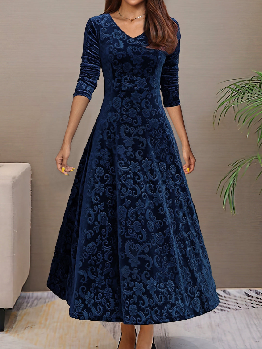 Sandrine | Robe d'Élégance en Velours pour les Fêtes