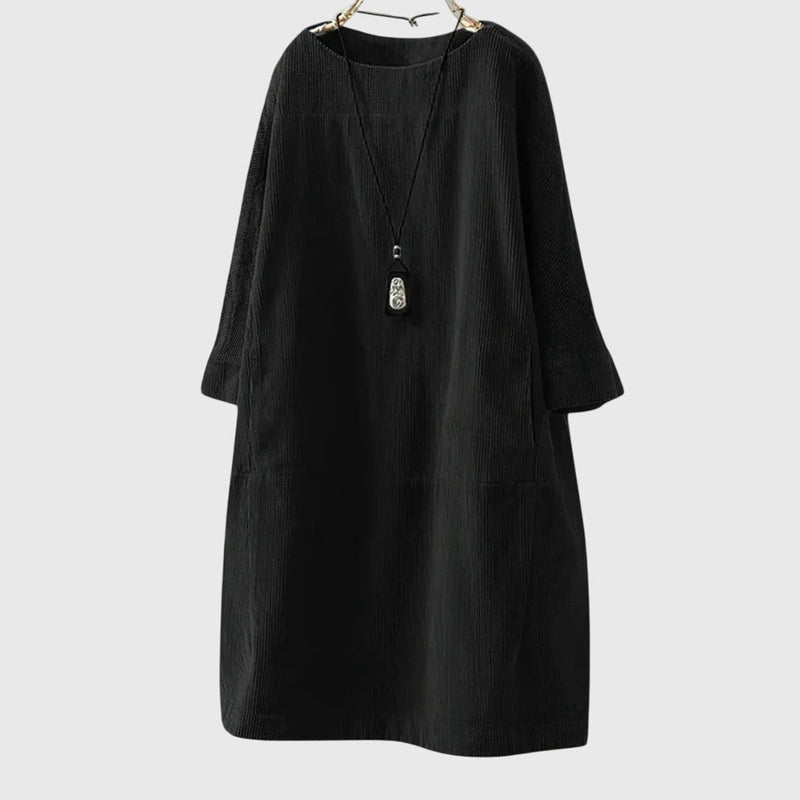 Grace | Robe Midi en Velours Côtelé Détendue