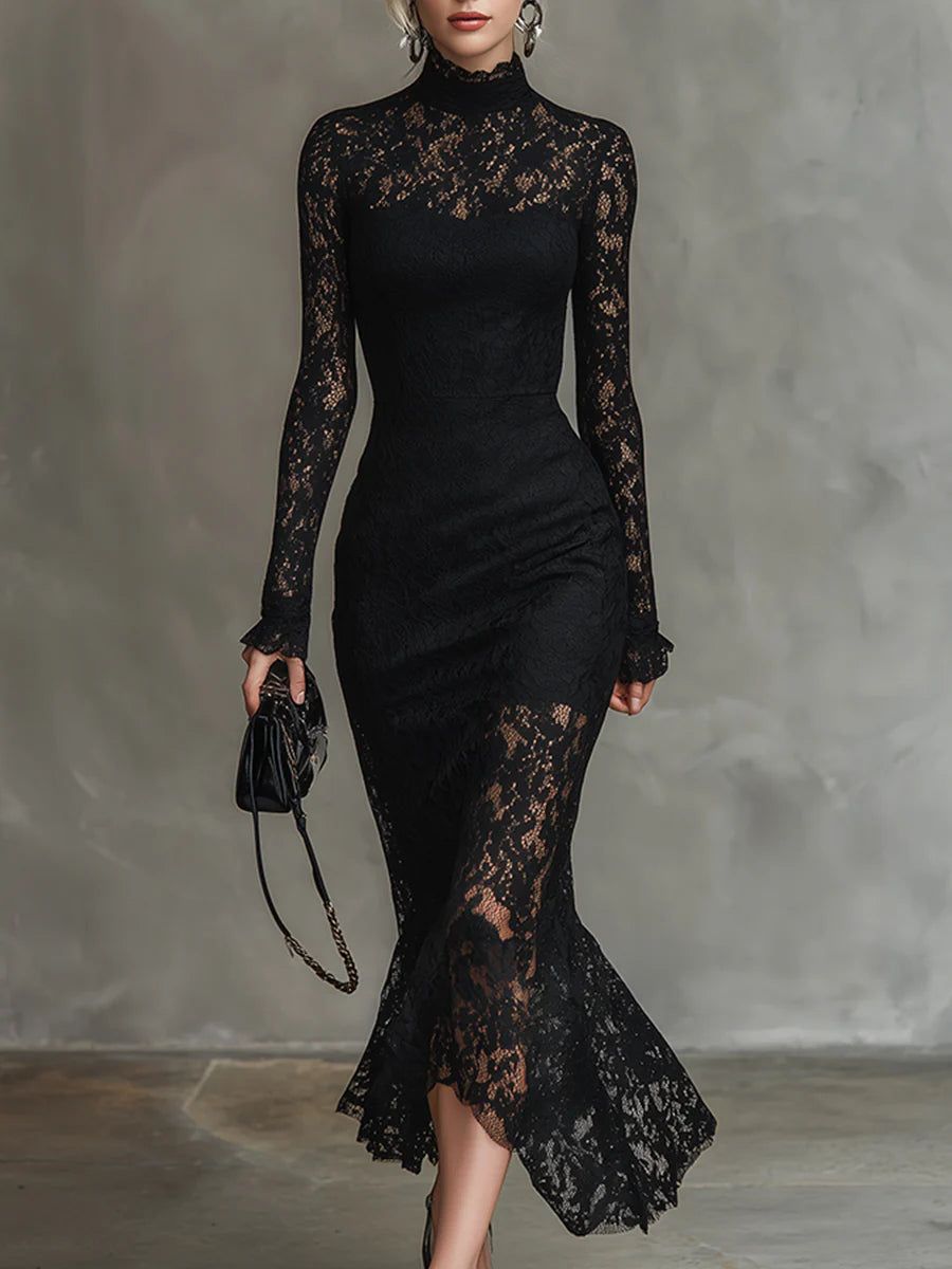 Jeanne | Robe Maxi Élegante en Dentelle à Queue de Poisson