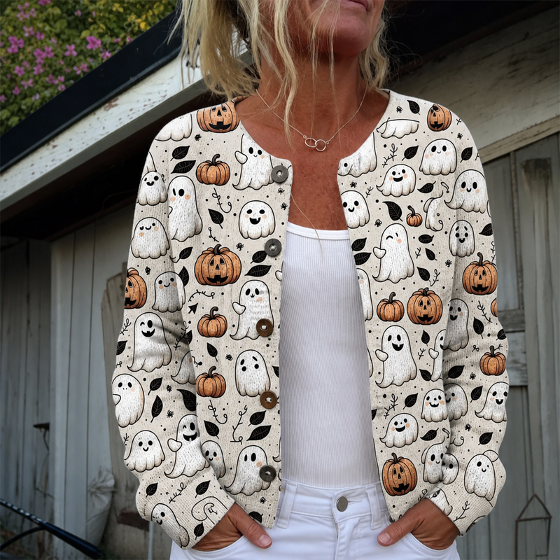 Léa | Gilet Halloween au motif fantôme
