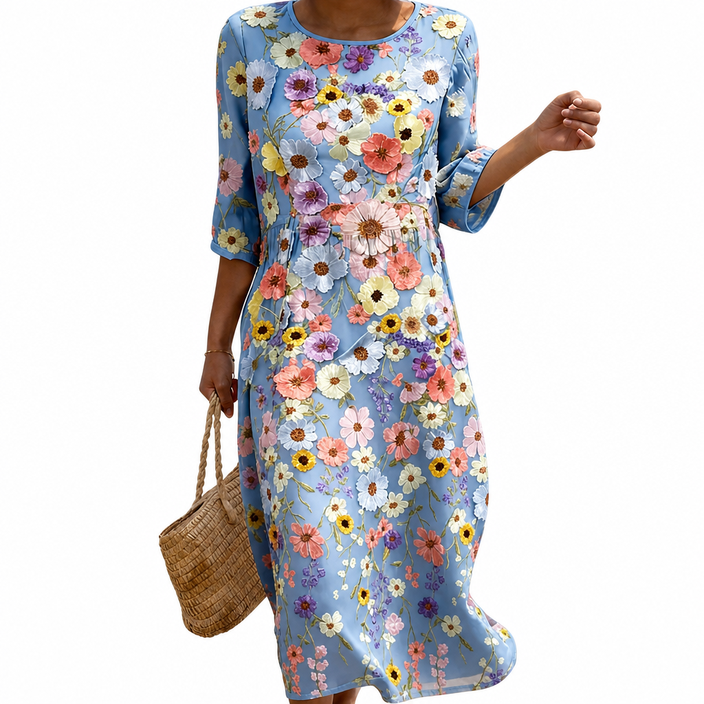 Inès - Robe féminine décontractée à motif floral.