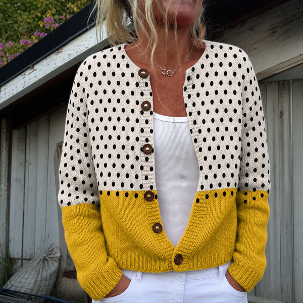 Adeline | Cardigan jaune à pois géométriques