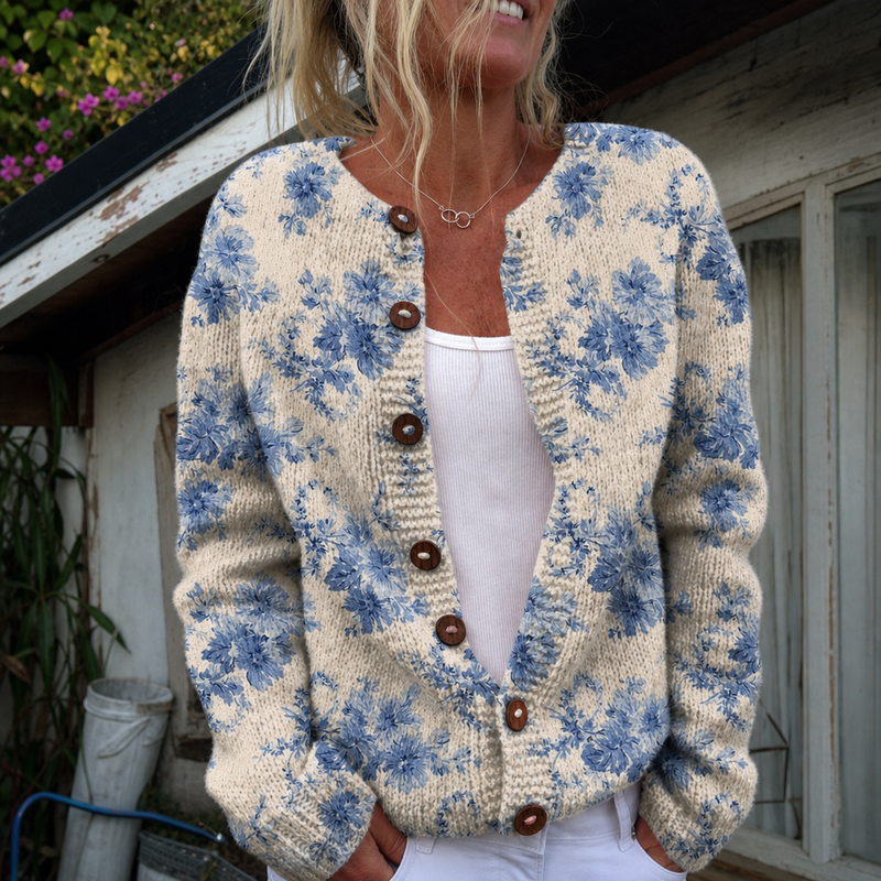 Mathilde | Cardigan boutonné à imprimé floral