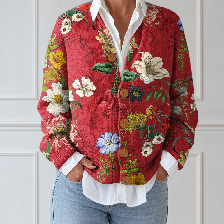 Sarah | Cardigan tricoté vintage floral