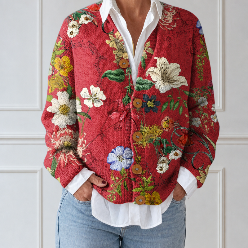 Sarah | Cardigan tricoté vintage floral