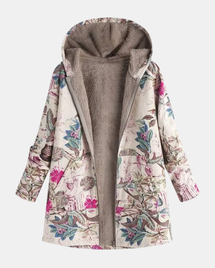 Pierrette | Veste en polaire pastel avec motif botanique