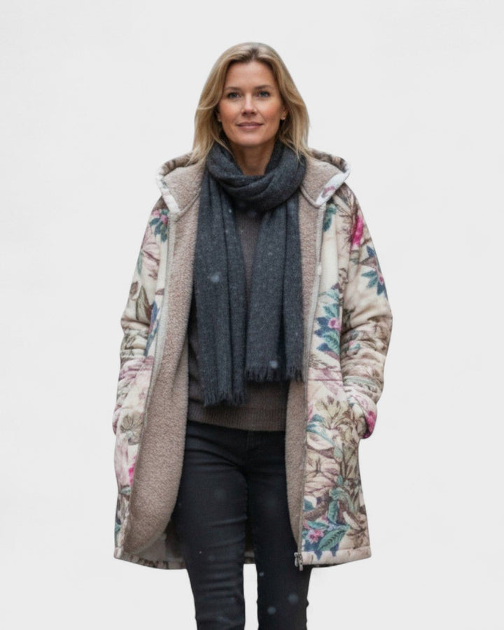 Pierrette | Veste en polaire pastel avec motif botanique