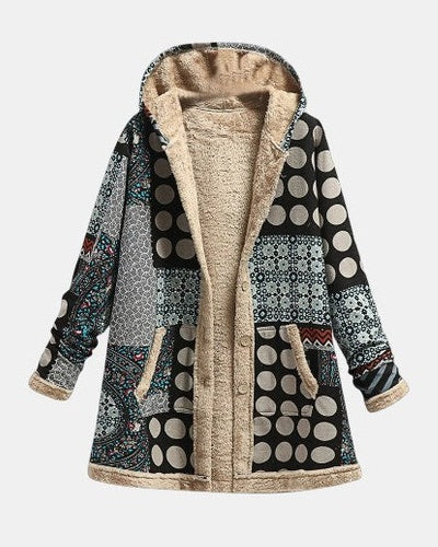 Renée | Veste en polaire rétro monochrome avec motif à pois