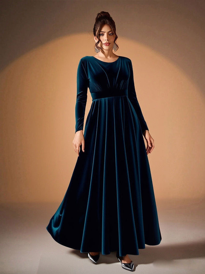 Béatrice | Robe Maxi en Velours à Manches Longues