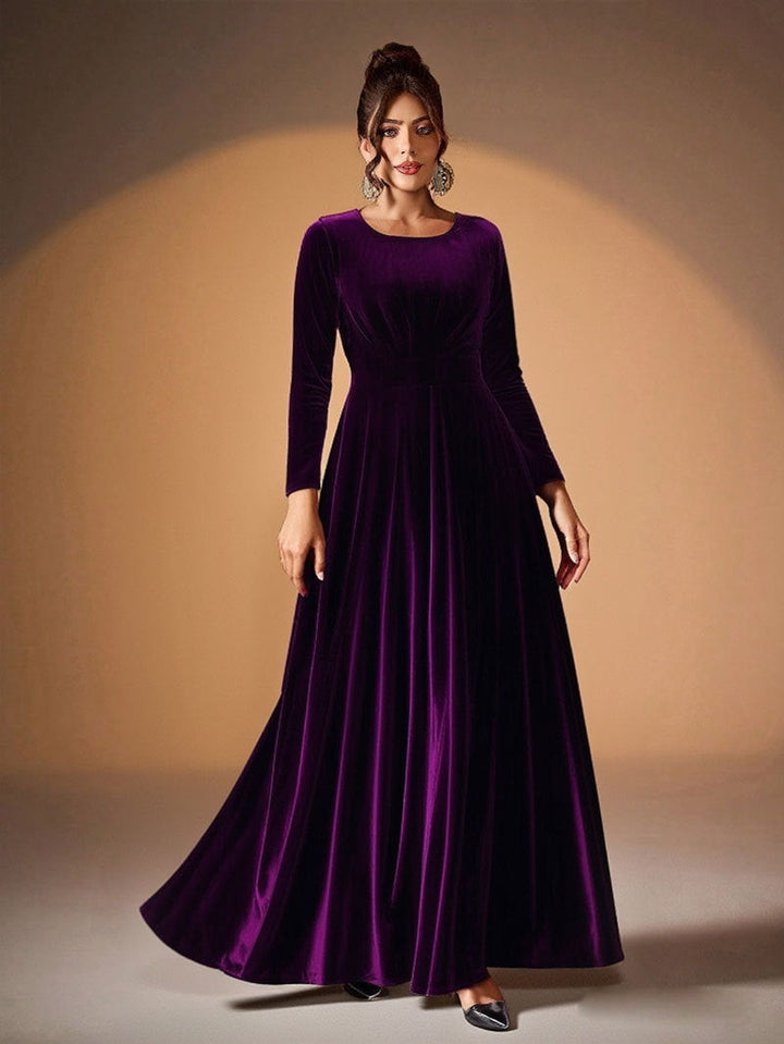 Béatrice | Robe Maxi en Velours à Manches Longues