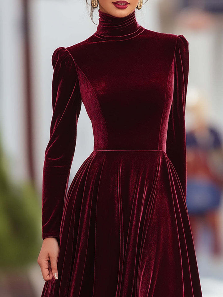 Éléonore | Robe Maxi en Velours à Col Montant