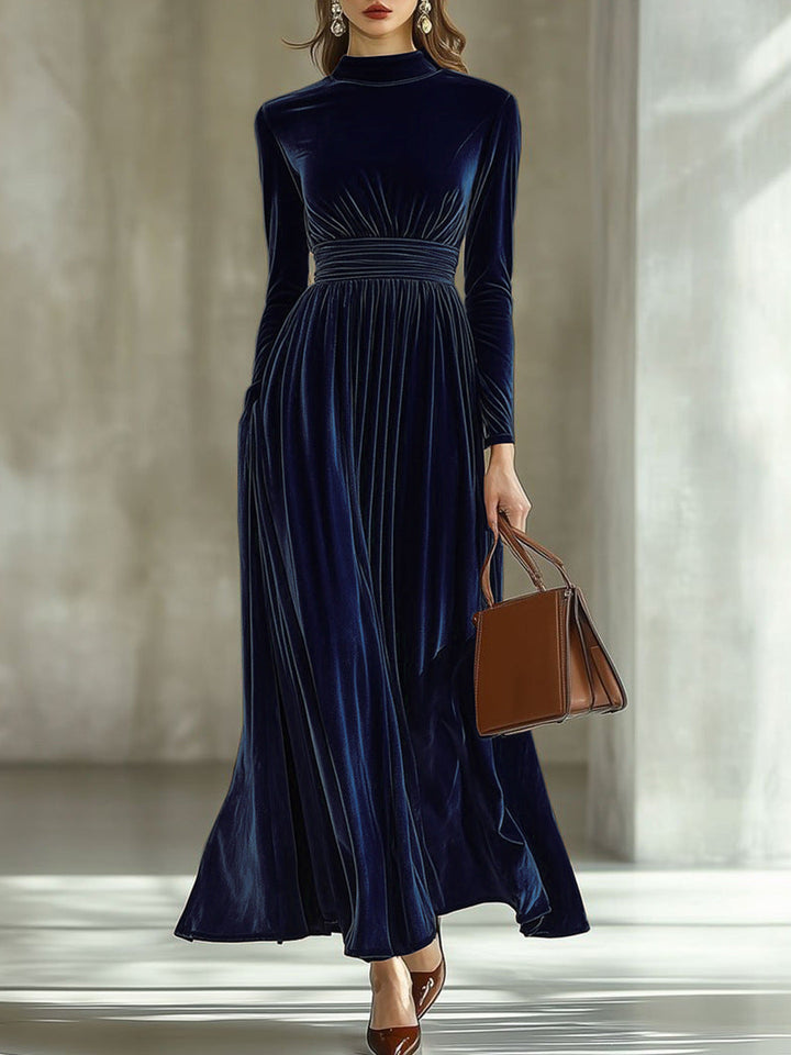 Marie | Robe Maxi en Velours Plissé