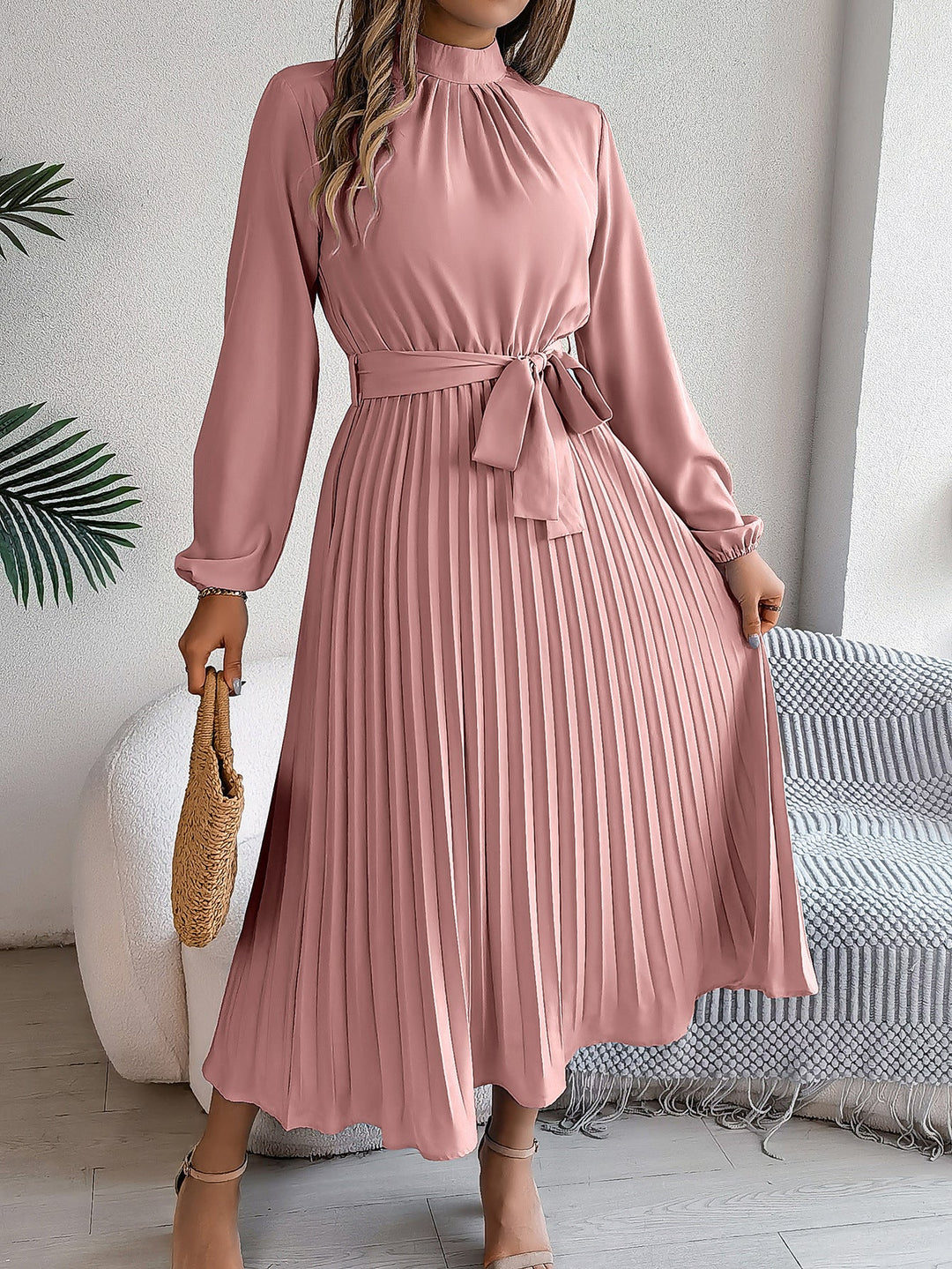 Martine | Robe Maxi Plissée Ceinturée