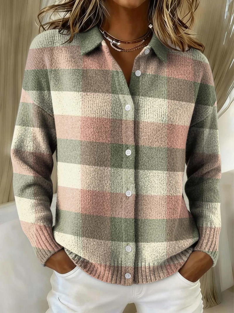Valérie | Cardigan à carreaux pastel