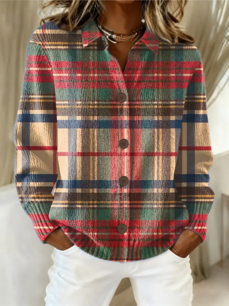 Monique | Cardigan multicolore à carreaux à boutons
