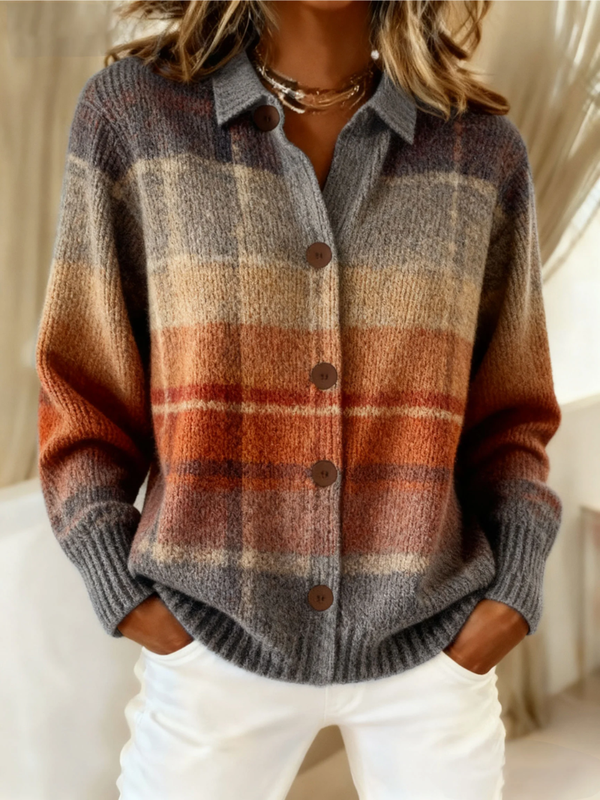 Céline | Cardigan à carreaux ombré pour l'automne