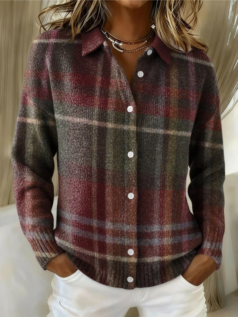 Martine | Cardigan classique à carreaux