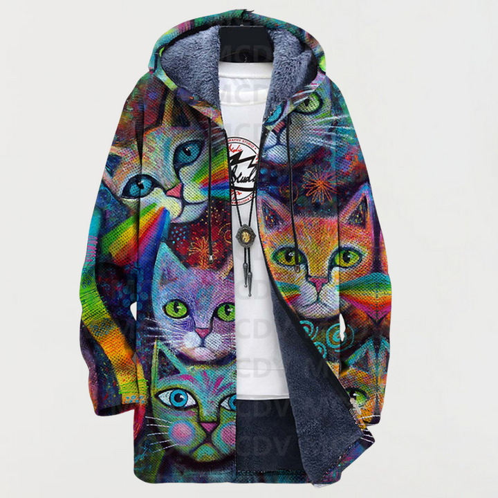 Irène | Sweat à capuche avec chat et arc-en-ciel