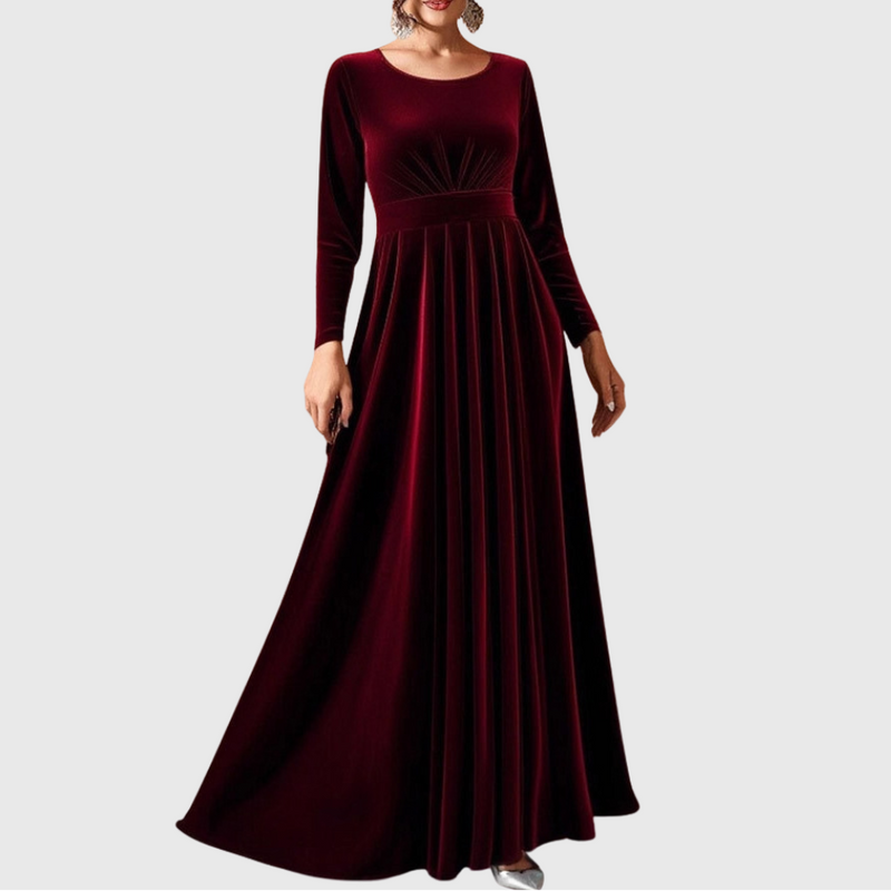 Béatrice | Robe Maxi en Velours à Manches Longues