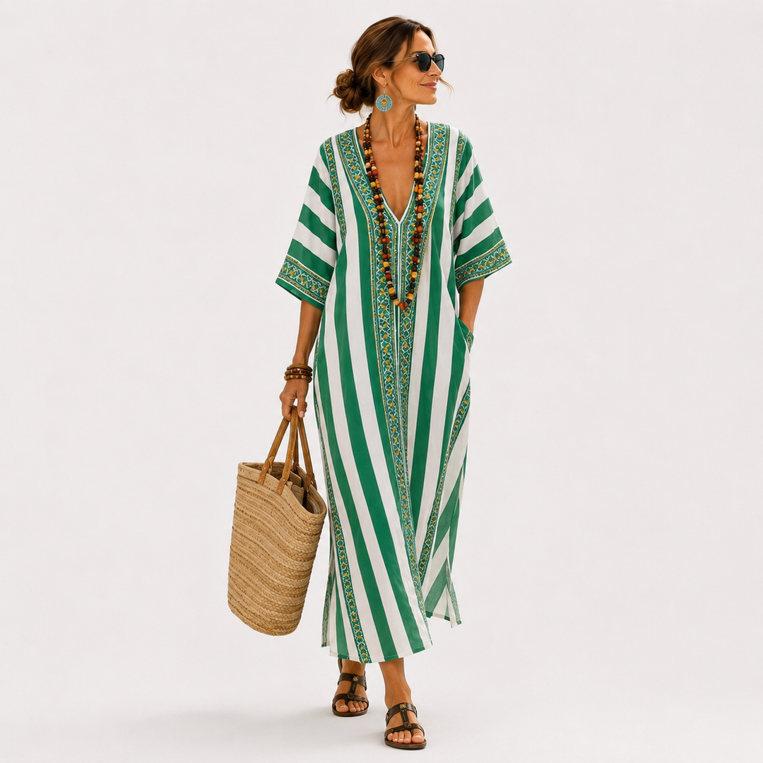 Caftan Zoé Rayures Vertes
