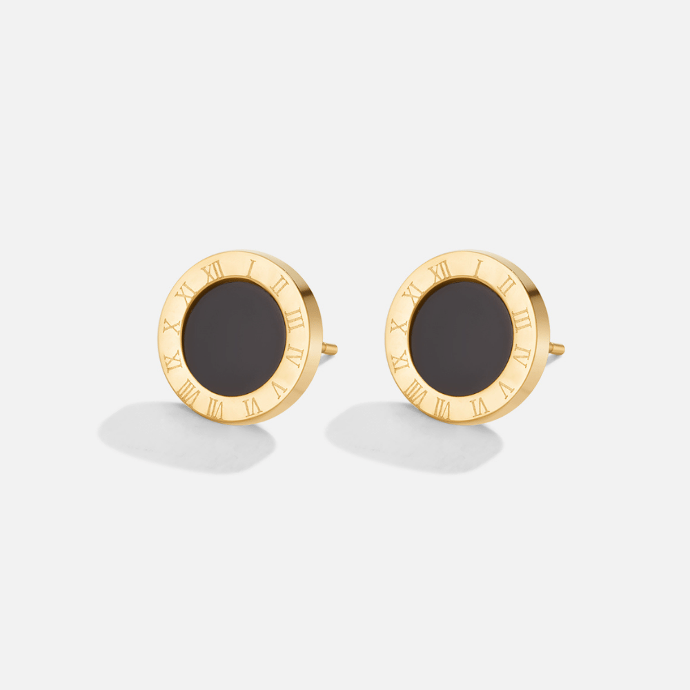 Lucie – Boucles d’oreilles rondes avec centre noir.