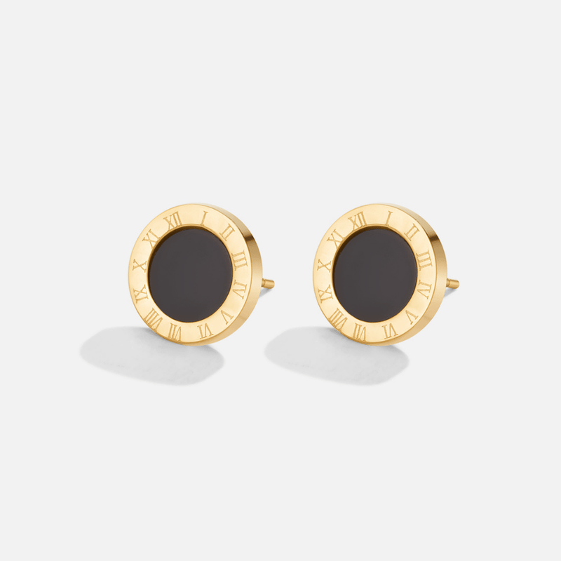 Lucie – Boucles d’oreilles rondes avec centre noir.