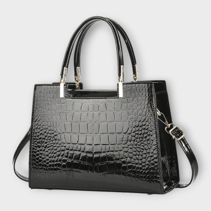 Emilie | Sac à main en cuir crocodile brillant