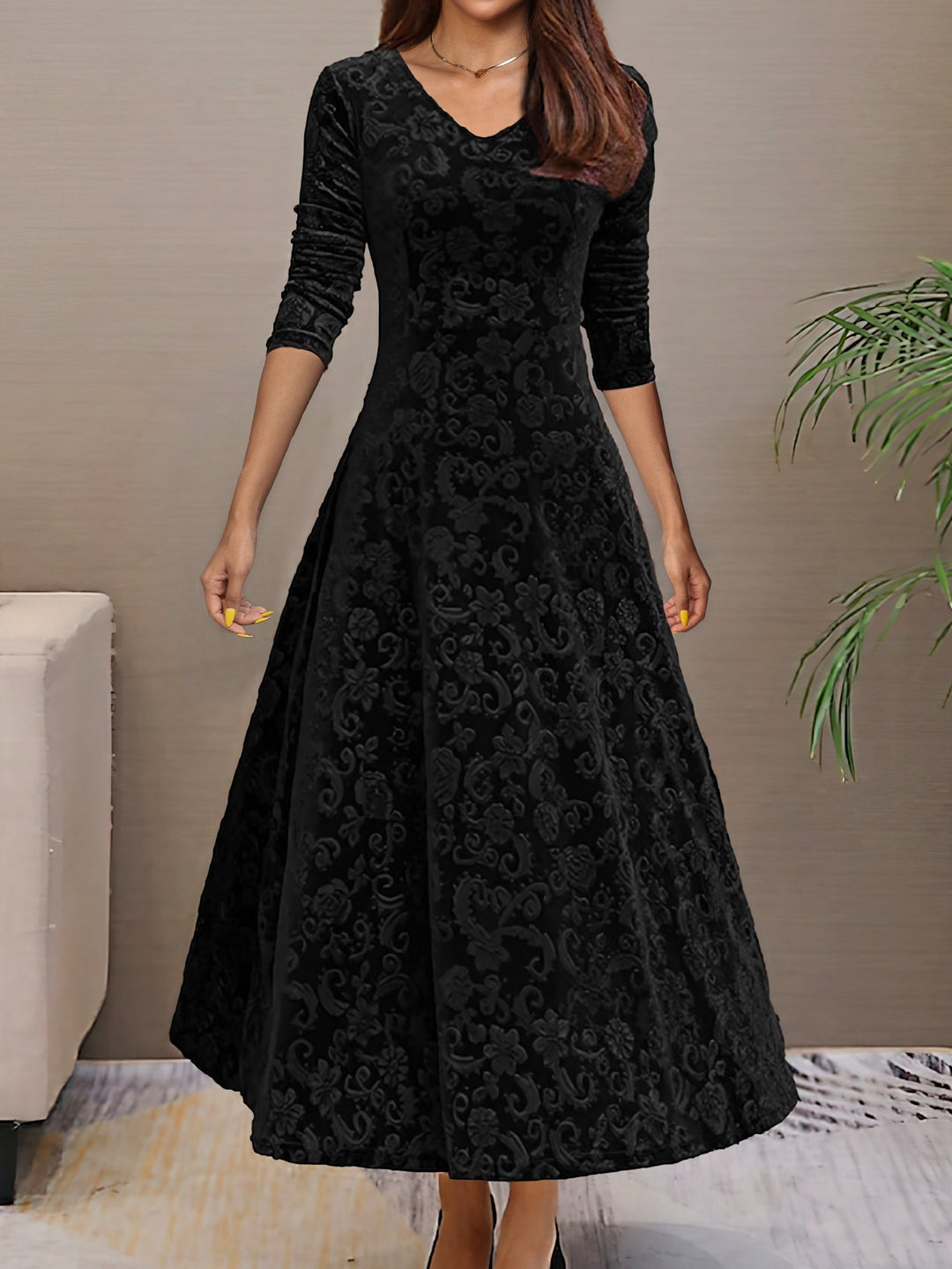 Sandrine | Robe d'Élégance en Velours pour les Fêtes