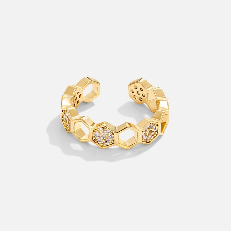 Frédérique – Bague plaquée or avec perle décorative