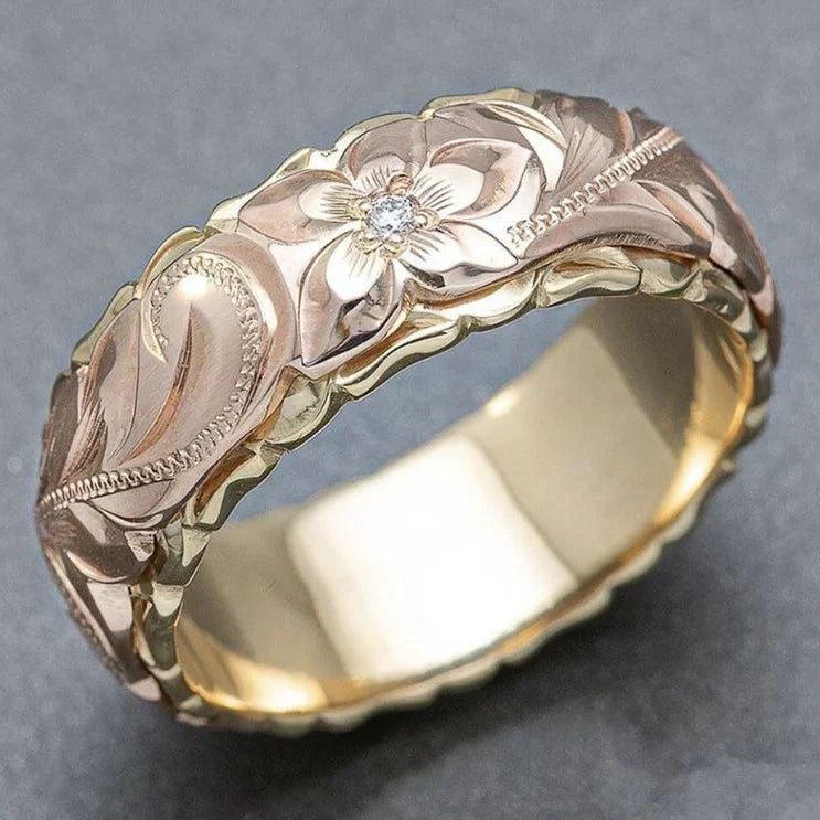 Bague en Or avec Fleur Rose Vintage