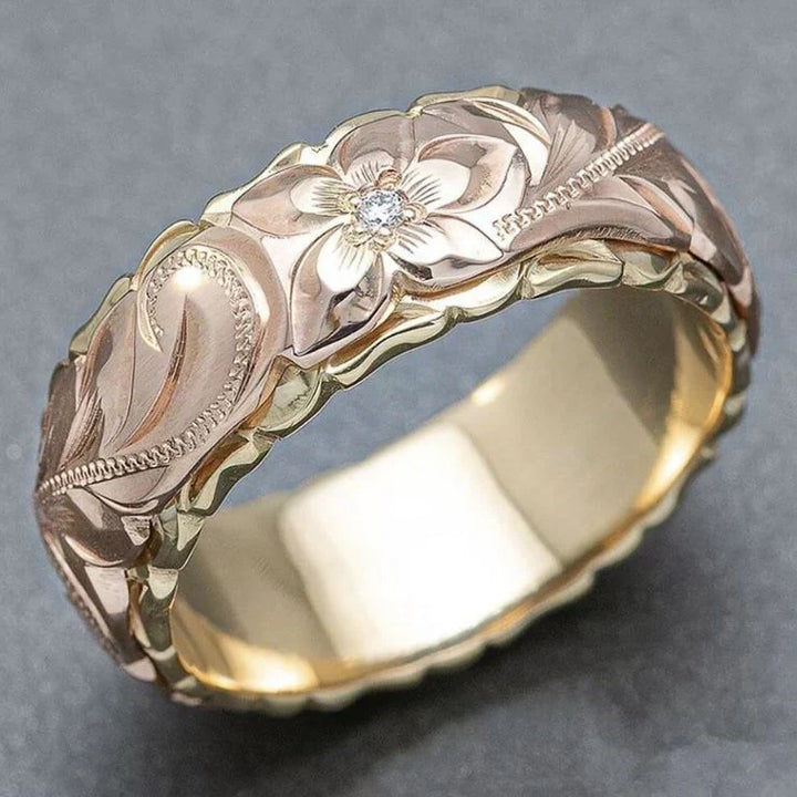 Bague en Or avec Fleur Rose Vintage