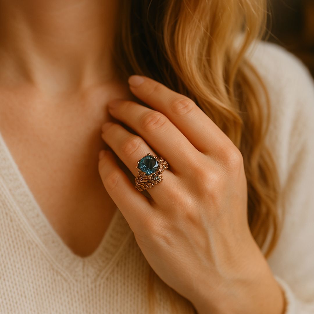 Bague en cristal vert naturel