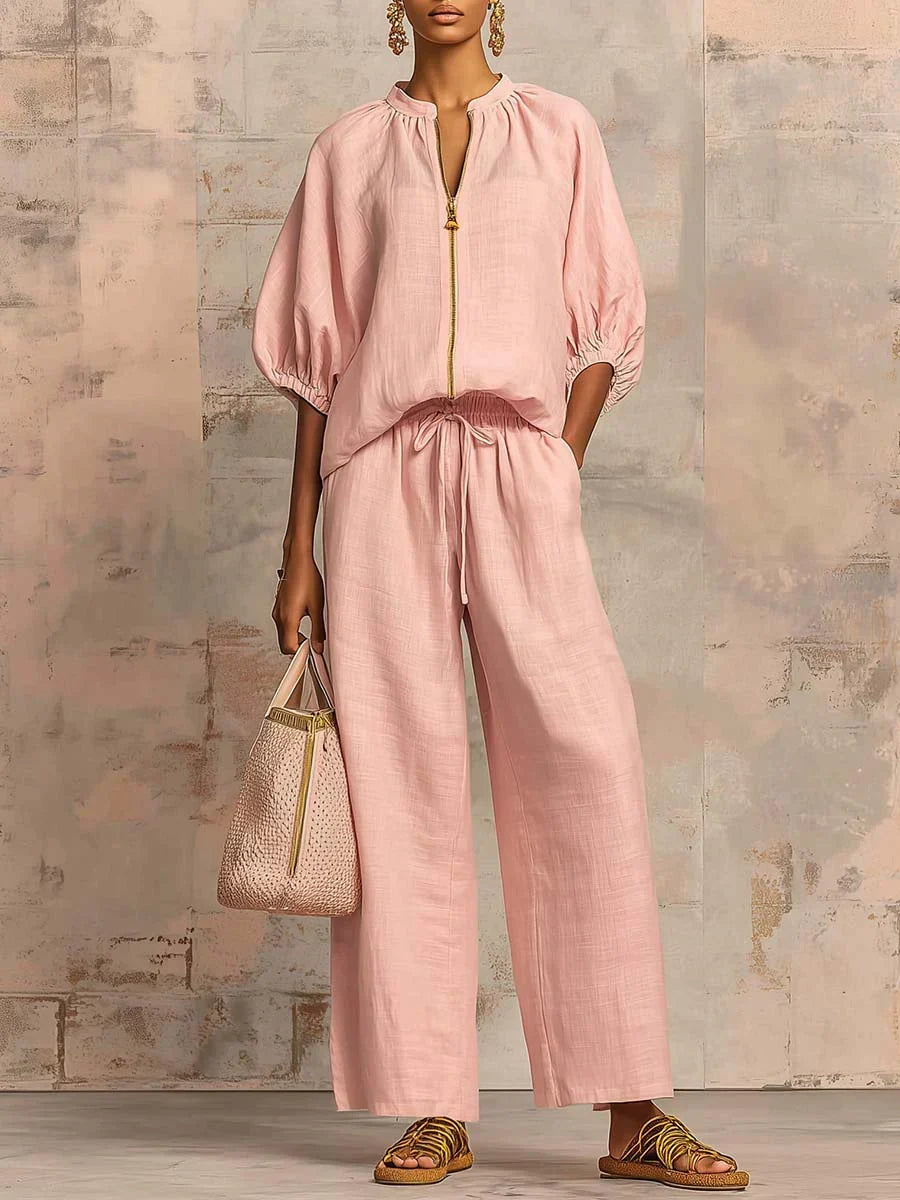 Alba | Ensemble de deux pièces : Chemise décontractée et pantalon large