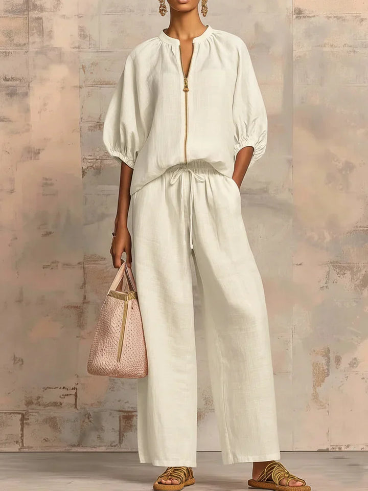 Alba | Ensemble de deux pièces : Chemise décontractée et pantalon large