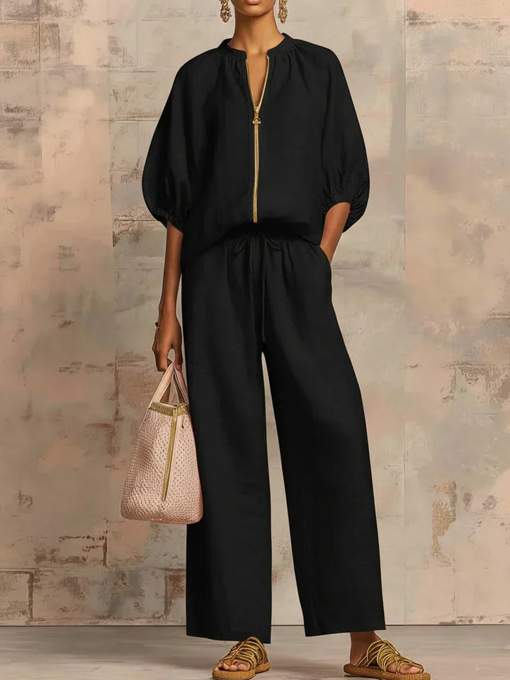 Alba | Ensemble de deux pièces : Chemise décontractée et pantalon large
