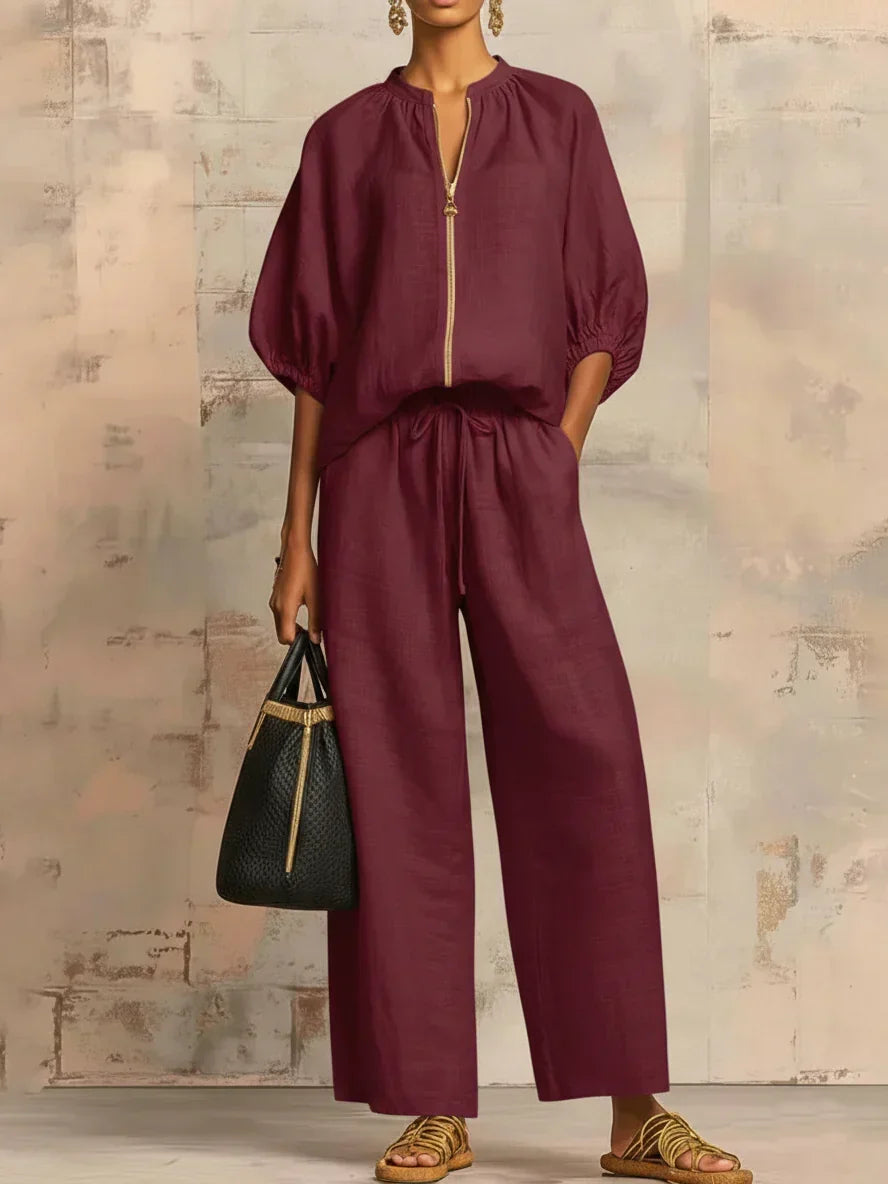 Alba | Ensemble de deux pièces : Chemise décontractée et pantalon large