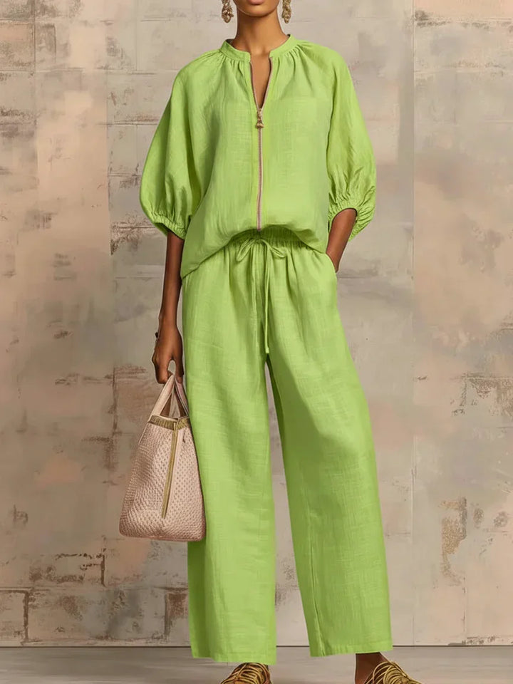 Alba | Ensemble de deux pièces : Chemise décontractée et pantalon large