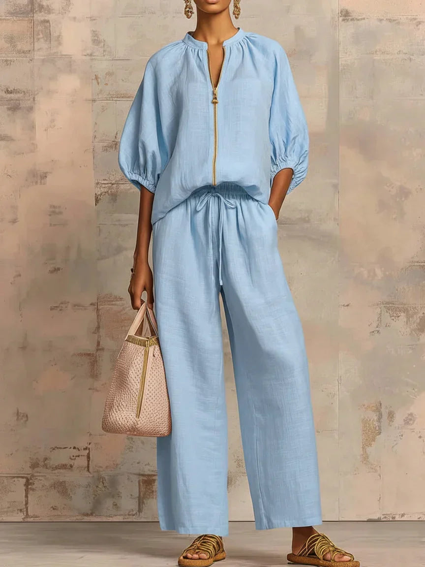 Alba | Ensemble de deux pièces : Chemise décontractée et pantalon large