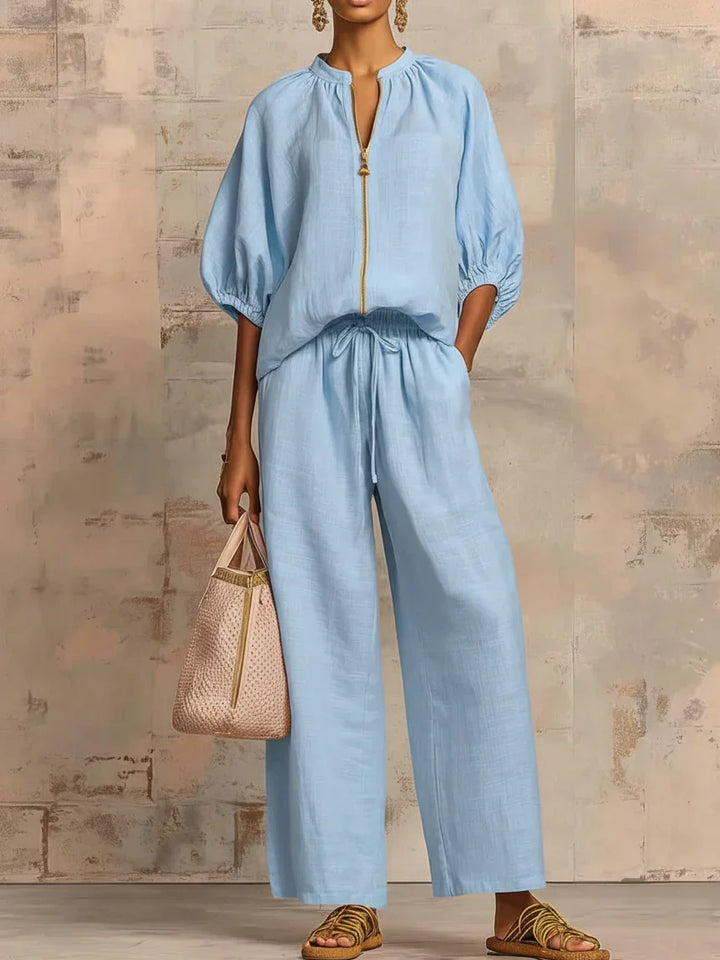 Alba | Ensemble de deux pièces : Chemise décontractée et pantalon large