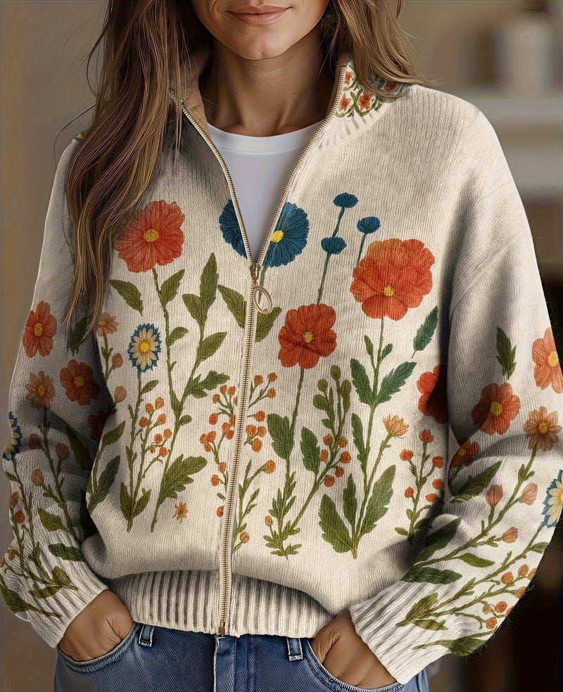 Brianna - Cardigan zippé en champ de fleurs sauvages